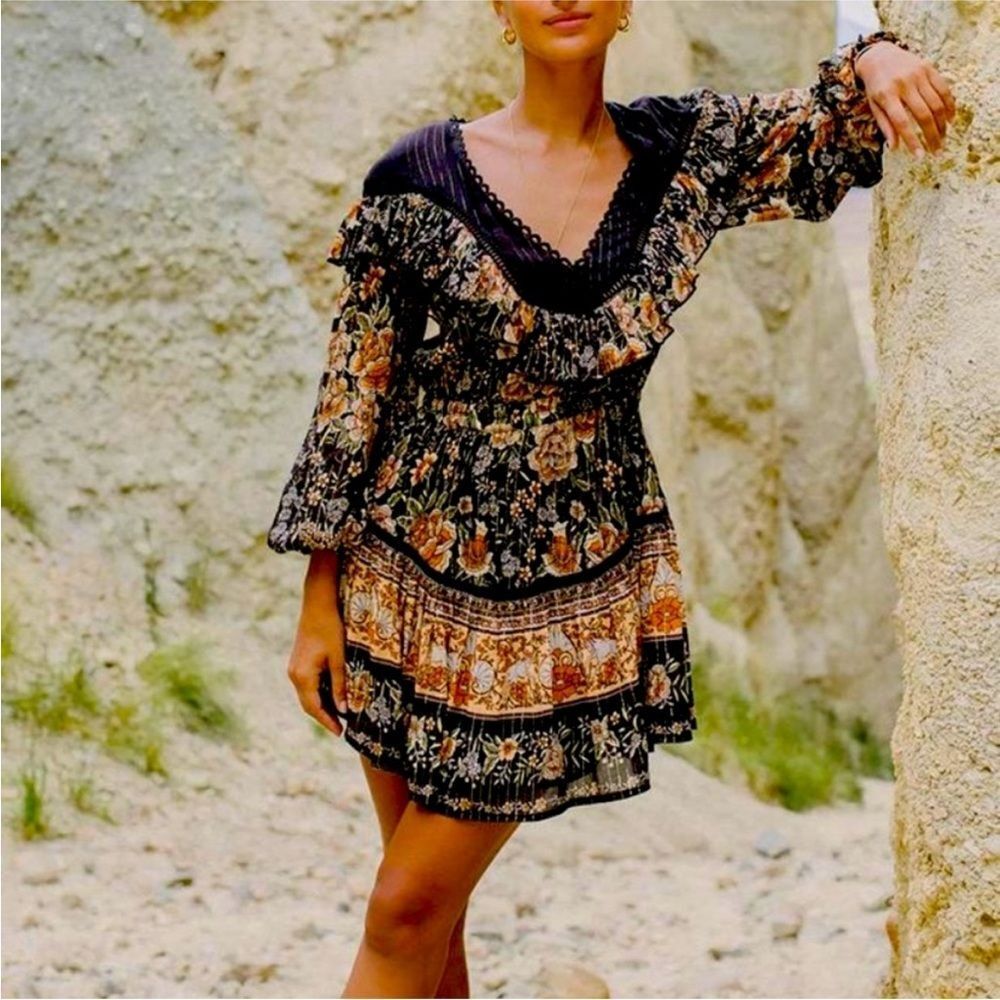 Spell Mystic Floral Puff Sleeve Mini Dress | XL
